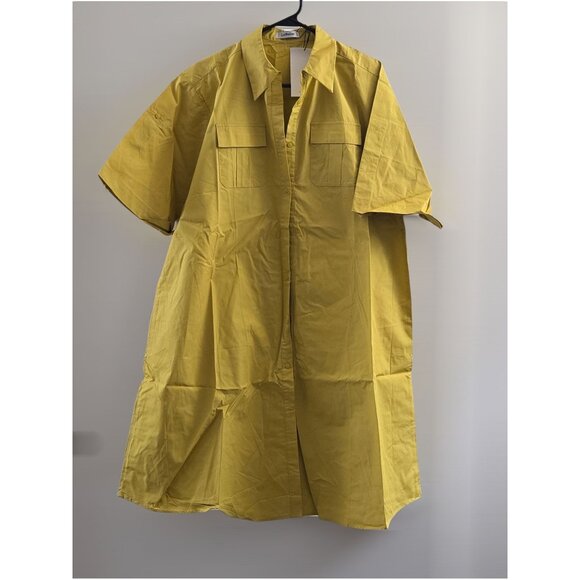 Lattelier Yellow Short Sleeve Oversized Shirt Dress Size Small - NWT - Picture 1 of 8